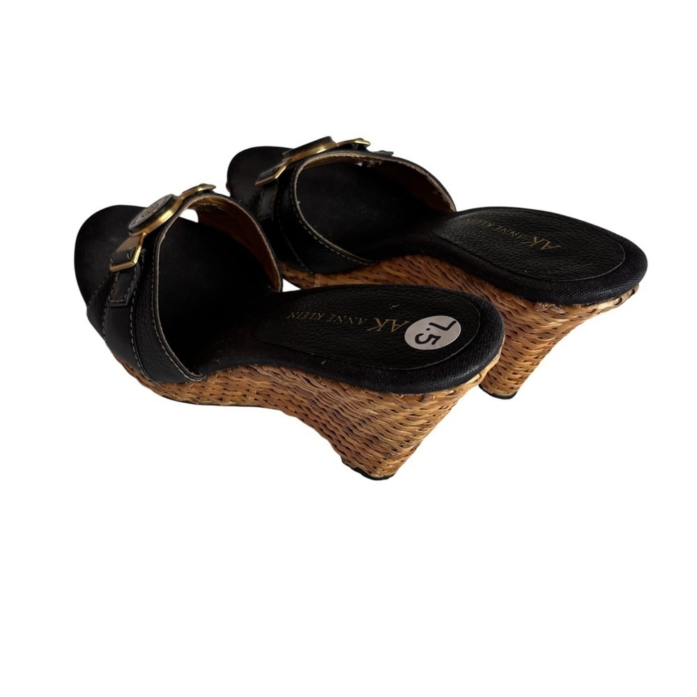Anne Klein Black and Tan Wedge Mules Leather  size 7.5 - Picture 3 of 9